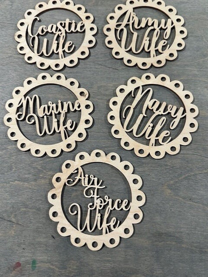 Military Wife Charm DIY, Wooden Car Charms, Unfinished, DIY, Blank Charm, custom design, Wife, Military, Wooden Car Charms, Unfinished