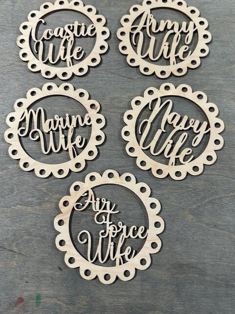 Military Wife Charm DIY, Wooden Car Charms, Unfinished, DIY, Blank Charm, custom design, Wife, Military, Wooden Car Charms, Unfinished
