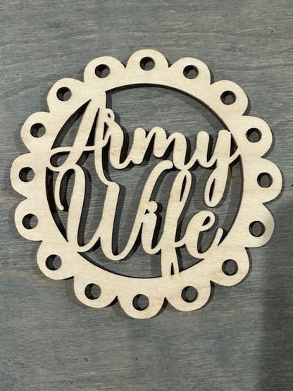 Military Wife Charm DIY, Wooden Car Charms, Unfinished, DIY, Blank Charm, custom design, Wife, Military, Wooden Car Charms, Unfinished