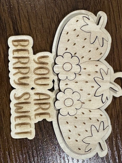 Strawberry Unfinished DIY Charms/ Strawberry Ornaments / Fruit car charms / Unfinished Car Charm/ Charms / DIY