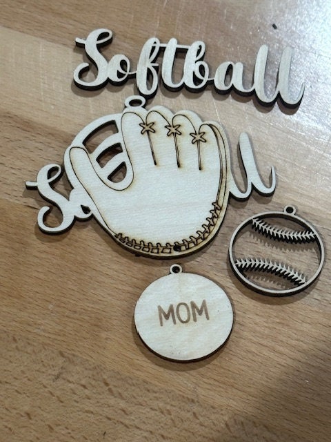 Unfinished DIY Baseball / Softball Charms/ Softball and Baseball Charms Unfinished / Wooden Charms / Unfinished / DIY / Blank Charm /Sports