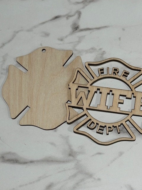 DIY Fire Wife, Wife Fire Dept Charm, Fire Dept Unfinished, Personalized Wooden Ornaments, Unfinished, Wooden Charm, Unfinished Charm, Fire