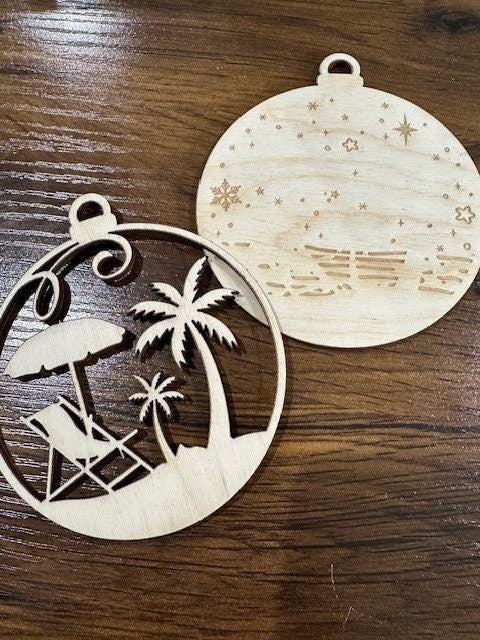 Sunny Beach Unfinished DIY / Palm Tree Beach Charms Unfinished / Wooden Ornaments / Unfinished / DIY / Blank Charm/ Beach