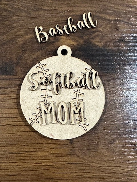 Unfinished DIY Baseball MOM Charms, Baseball Charms Unfinished, Wooden Charms, Softball, Unfinished, DIY, Sports, Mom, Custom