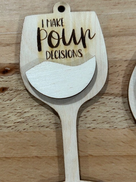 DIY Wine Charm, Unfinished Wooden Car Charms, Blank Wine Ornament, DIY Wine Ornament, Unfinished Charm, Craft Charm, Wooden Wine Decoration