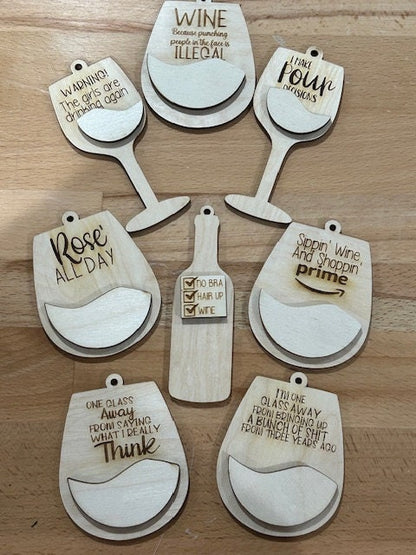 DIY Wine Charm, Unfinished Wooden Car Charms, Blank Wine Ornament, DIY Wine Ornament, Unfinished Charm, Craft Charm, Wooden Wine Decoration