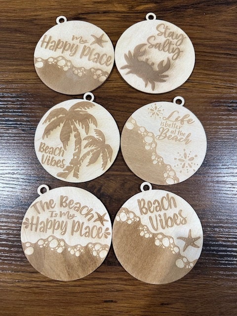 Unfinished DIY Beach Theme Vol 2 / Beach Charms Unfinished / Wooden Ornaments / Unfinished / DIY / Blank Charm/ Salty Beach