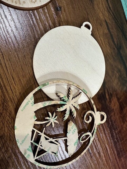 Sunny Beach Unfinished DIY / Palm Tree Beach Charms Unfinished / Wooden Ornaments / Unfinished / DIY / Blank Charm/ Beach