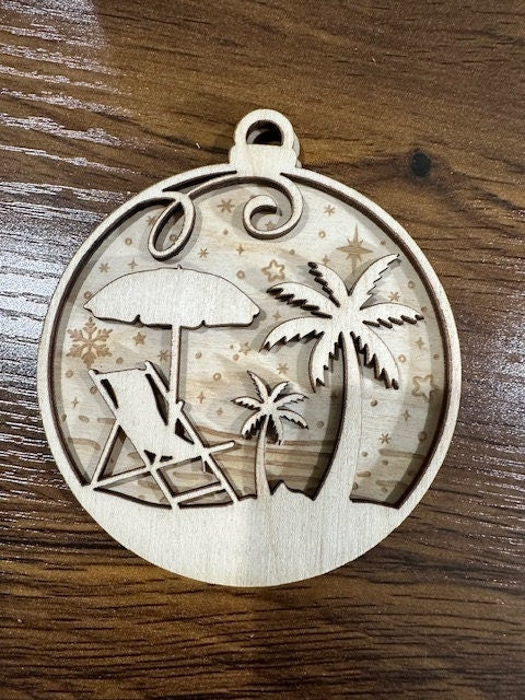 Sunny Beach Unfinished DIY / Palm Tree Beach Charms Unfinished / Wooden Ornaments / Unfinished / DIY / Blank Charm/ Beach
