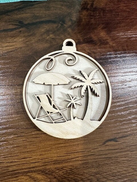 Sunny Beach Unfinished DIY / Palm Tree Beach Charms Unfinished / Wooden Ornaments / Unfinished / DIY / Blank Charm/ Beach