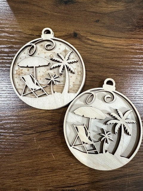Sunny Beach Unfinished DIY / Palm Tree Beach Charms Unfinished / Wooden Ornaments / Unfinished / DIY / Blank Charm/ Beach