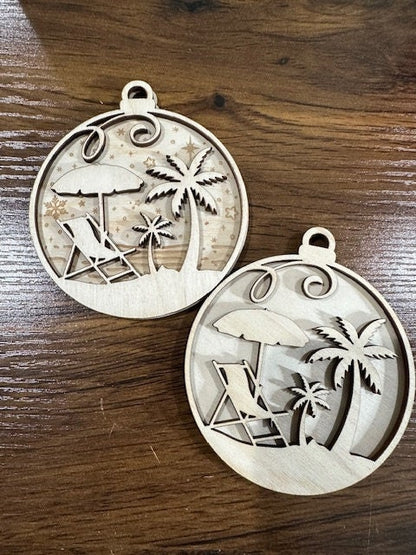 Sunny Beach Unfinished DIY / Palm Tree Beach Charms Unfinished / Wooden Ornaments / Unfinished / DIY / Blank Charm/ Beach