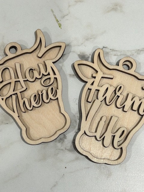 DIY Heifer Cow with Backer / Cows / Unfinished / Wooden Car Charms / Unfinished / DIY / Blank Charm