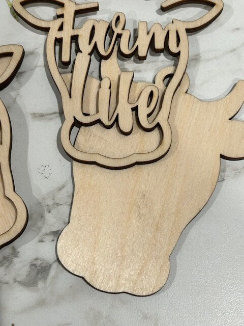 DIY Heifer Cow with Backer / Cows / Unfinished / Wooden Car Charms / Unfinished / DIY / Blank Charm
