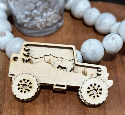 DIY Unfinished Off Road Car Charm, Wooden Offroad Charm, Blank Off Road Ornament, DIY Car Accessories, Off Road Ornament