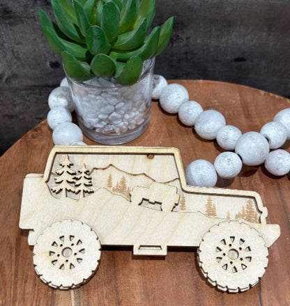 DIY Unfinished Off Road Car Charm, Wooden Offroad Charm, Blank Off Road Ornament, DIY Car Accessories, Off Road Ornament