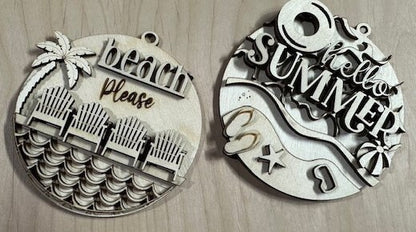 DIY Summer, Beach Car Charm, Hello Summer Ornament
