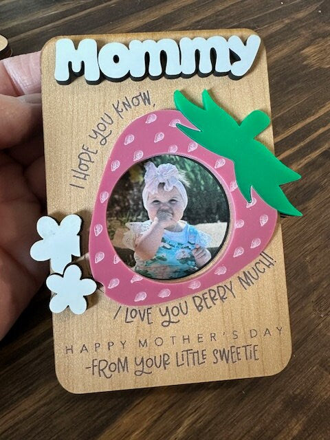 Mother's Day Gift, Strawberry Magnet Photo Frame, Love You Berry Much, You Are The Berry Best, Fridge Frame, Gift for Mom, Lolli, Nana