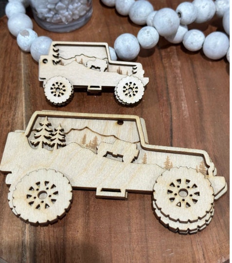 DIY Unfinished Off Road Car Charm, Wooden Offroad Charm, Blank Off Road Ornament, DIY Car Accessories, Off Road Ornament