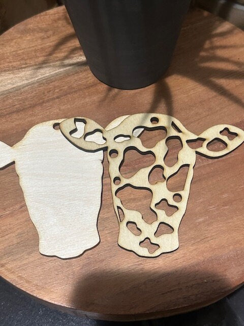 DIY Spotted Cow, No Horns, Wooden Car Charm, Unfinished Charm, Blank Cow Charm, DIY Craft Supply, Cow Door Hanger, Farmhouse Decor