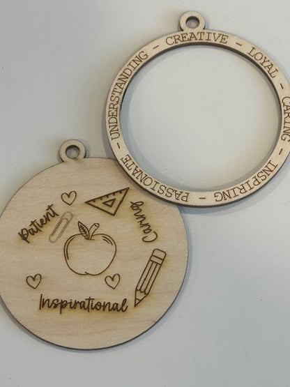 DIY Unfinished Teacher Ornament, 3D Caring Teacher Ornament, Personalized Teacher Gift, DIY Teacher Decoration