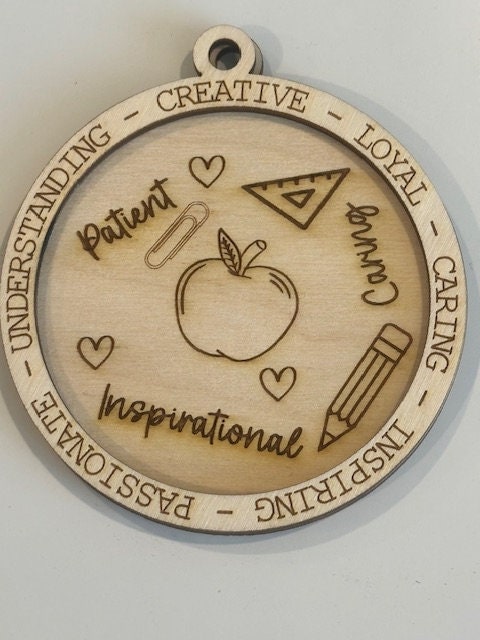 DIY Unfinished Teacher Ornament, 3D Caring Teacher Ornament, Personalized Teacher Gift, DIY Teacher Decoration