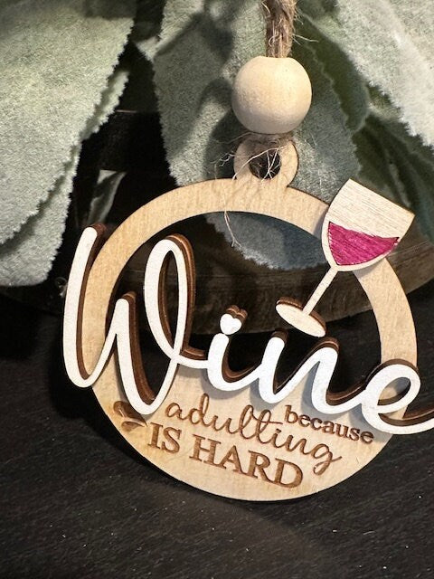 Wine liquid Therapy, Wine Christmas Ornaments, Adulting is hard, Wine Ornaments 3D, Wine Sass Ornaments, Girlfriend, Gift Exchange