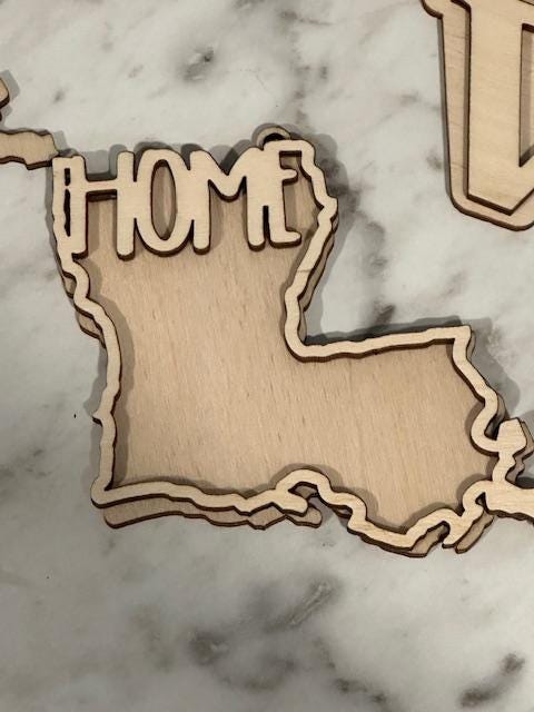 DIY Unfinished Louisiana State Car Charm, Home State Car Charm, Personalized Louisiana Ornament, State Pride Car Accessory