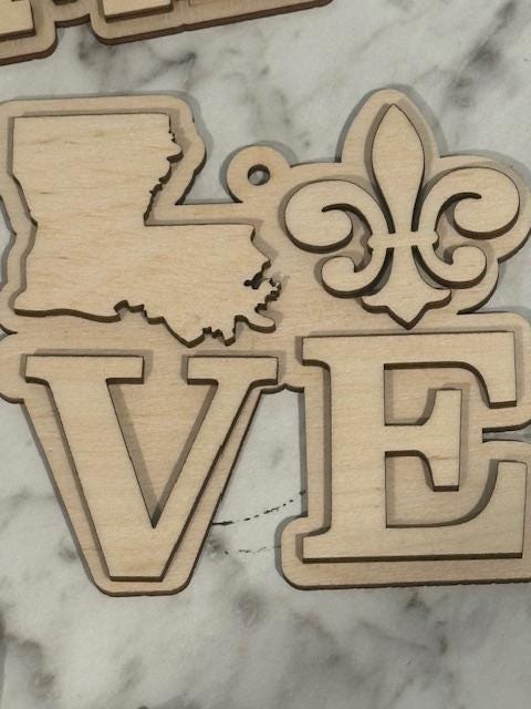 DIY Unfinished Louisiana State Car Charm, Home State Car Charm, Personalized Louisiana Ornament, State Pride Car Accessory