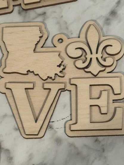 DIY Unfinished Louisiana State Car Charm, Home State Car Charm, Personalized Louisiana Ornament, State Pride Car Accessory