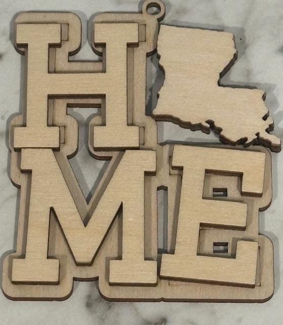 DIY Unfinished Louisiana State Car Charm, Home State Car Charm, Personalized Louisiana Ornament, State Pride Car Accessory