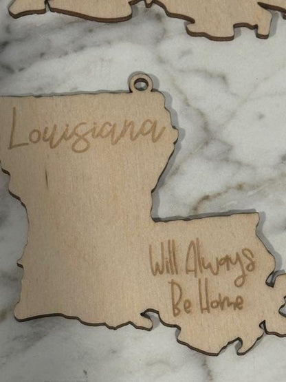 DIY Unfinished Louisiana State Car Charm, Home State Car Charm, Personalized Louisiana Ornament, State Pride Car Accessory