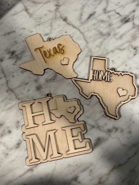 Unfinished DIY Texas, Texas State, State Car charms, Home State Car Charms, Texas Charms, Texas State Charms, Wooden DIY Charm