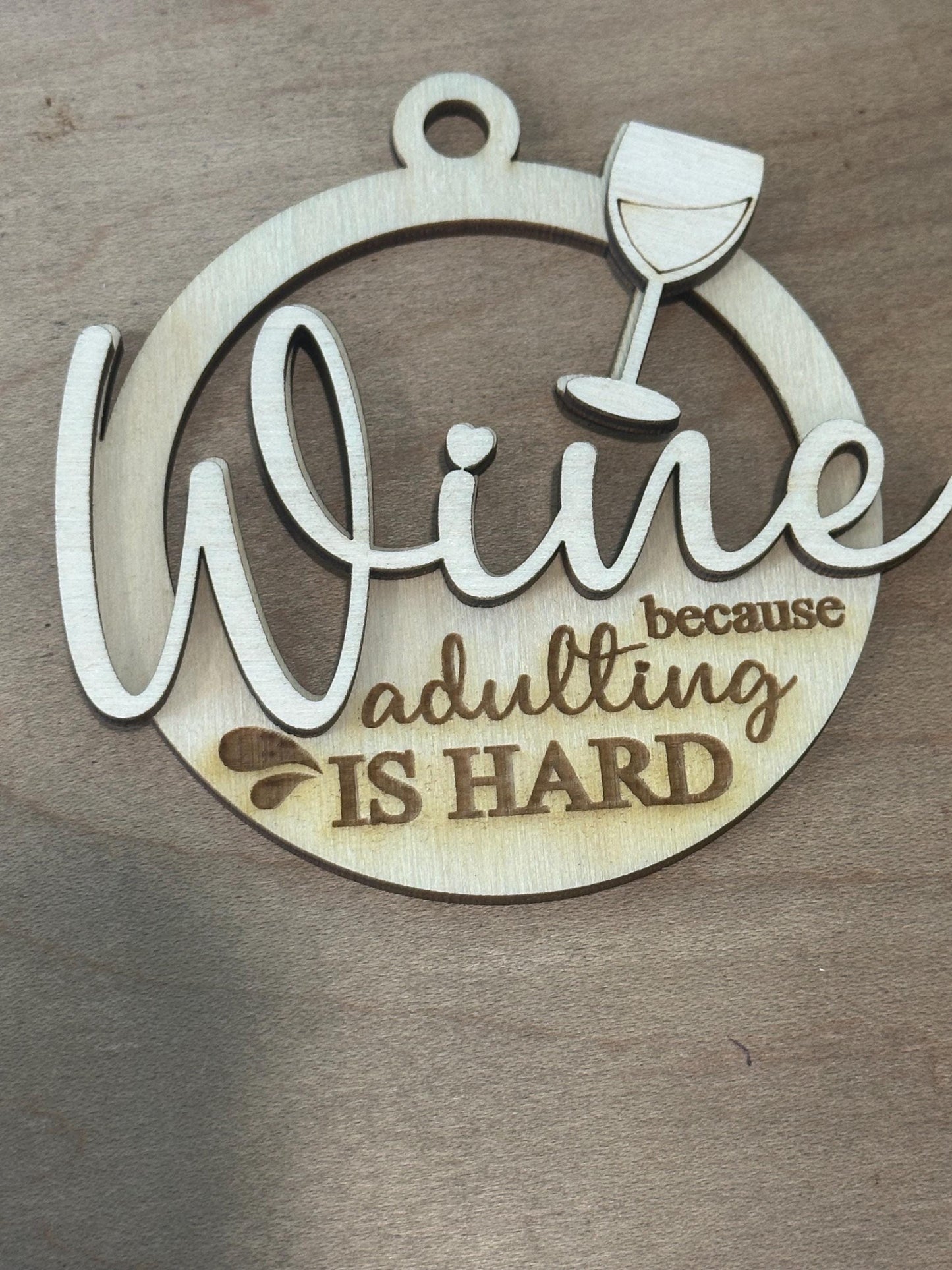 wine adulting / Unfinished / Wooden Car Charms / Unfinished / DIY / Blank Charm / Charm/ Wine Ornament