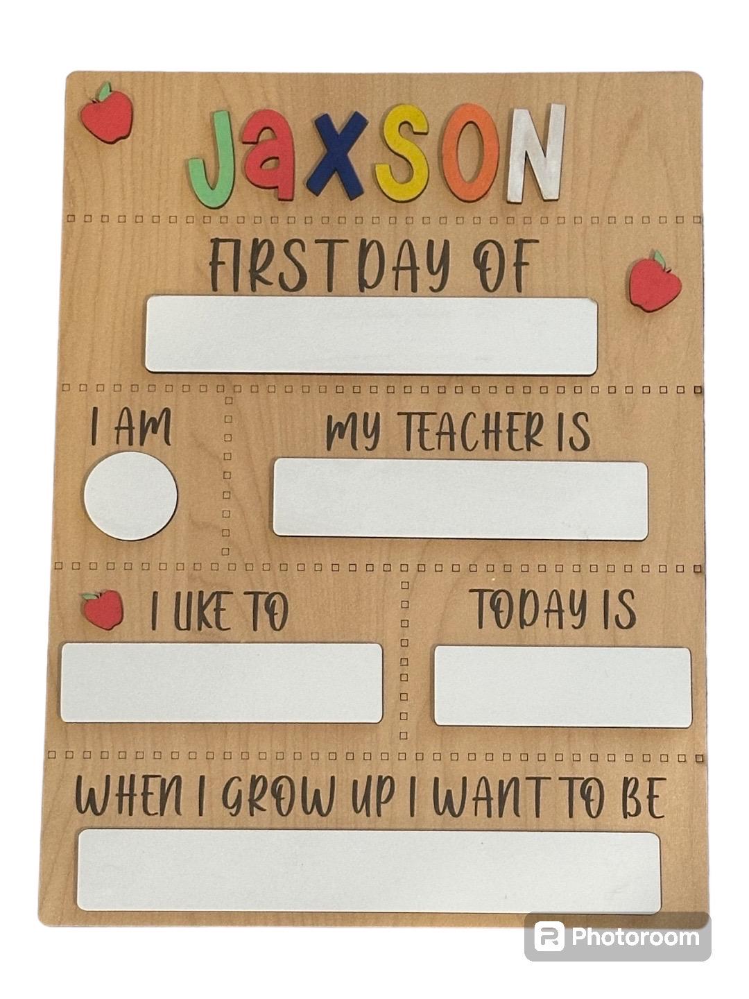 First Day of School sign / Kids School / School Signs / Pre-K / School Sign for Kids / Name Plaque / Custom Sign