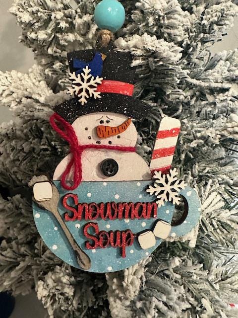 Snowman Soup Ornament, Snowman, Funny Ornament, Gift Exchange Ornament, Christmas Ornament, Snowman, Soup Ornament, Snowman