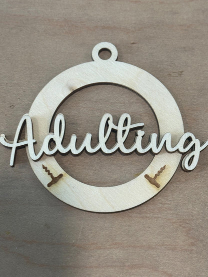 wine adulting / Unfinished / Wooden Car Charms / Unfinished / DIY / Blank Charm / Charm/ Wine Ornament