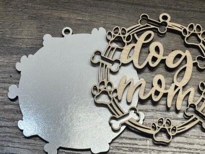 Dog Mom DIY Car Charm, Dog Lover Wooden Ornament, Unfinished Dog Mom Charm, Blank Wooden Car Charm, Customizable Dog Lover Accessories