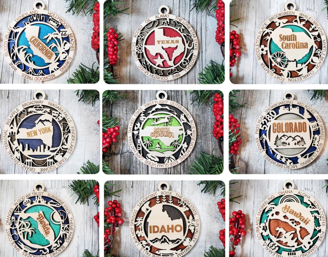 52 States Ornaments, State Christmas Ornaments, State Ornament Gifts, USA State Decorations, Custom State Ornaments, Holiday State Keepsake