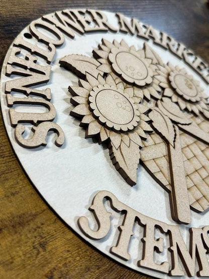 Sunflower Market, DIY, door hanger, sunflower-themed, seasonal, sunflower, door hanger, paint craft project, home decor