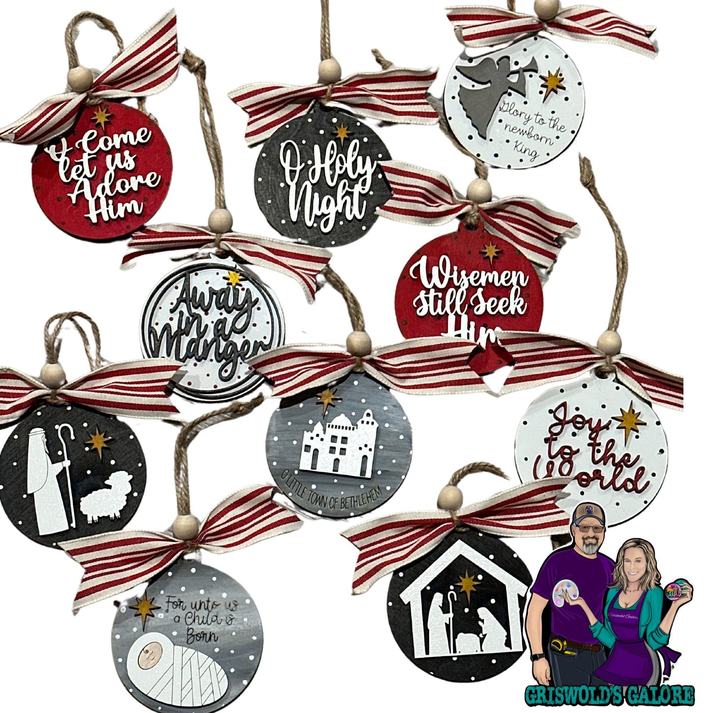 Nativity ornaments Vol 1, wooden, nativity-themed, ornaments, Christmas religious décor, handmade, religious ornaments, Jesus, religion