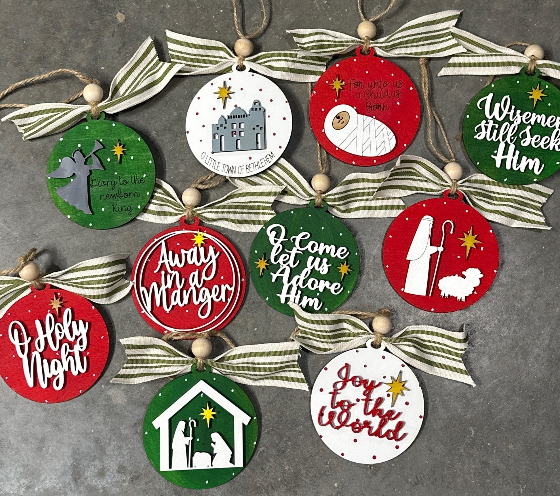 Nativity ornaments Vol 1, wooden, nativity-themed, ornaments, Christmas religious décor, handmade, religious ornaments, Jesus, religion