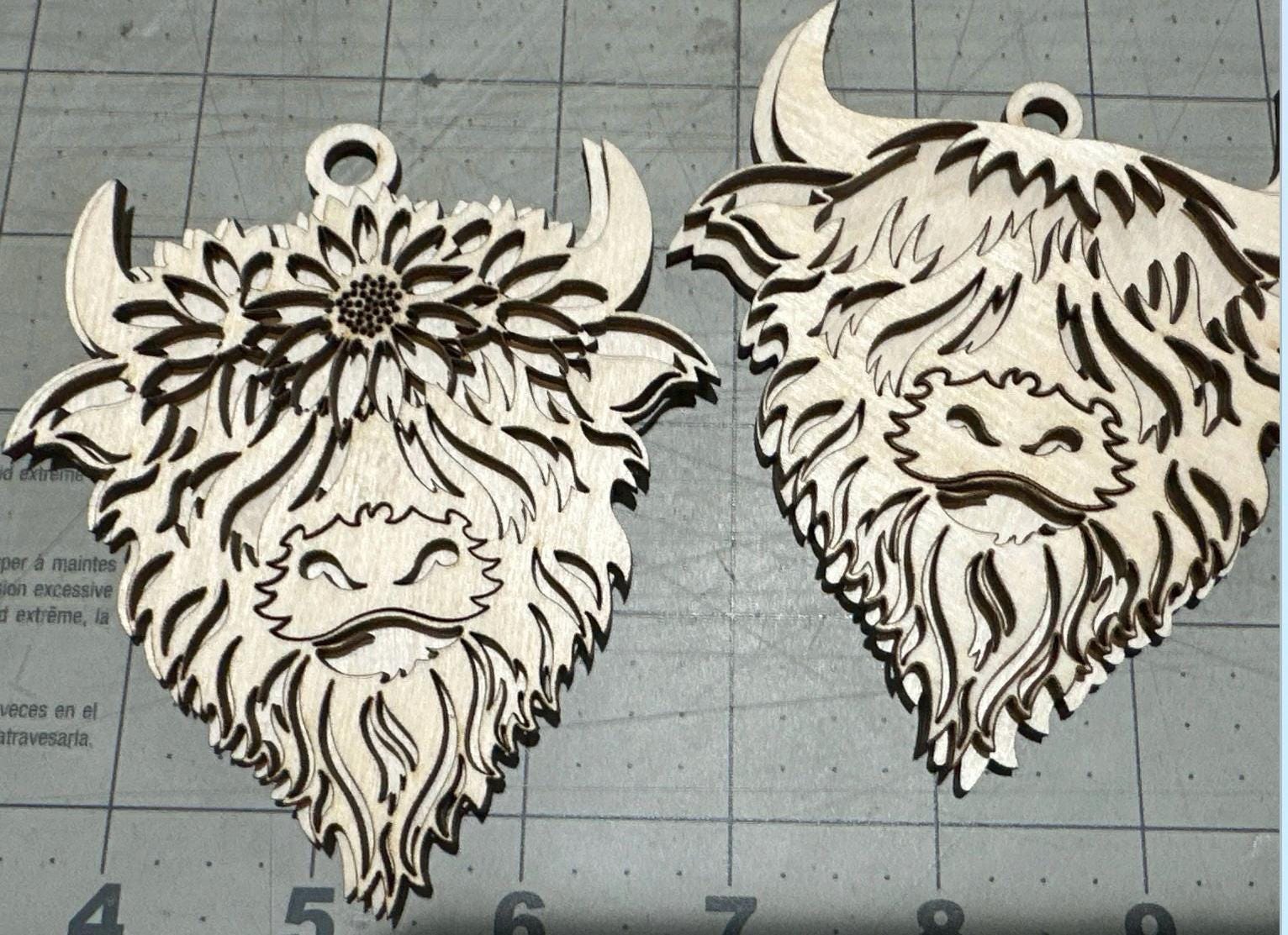 Highland Cow DIY, Unfinished Cow, Diy Paint your own, Unfinished, Wooden Car Charms, Unfinished, DIY, Blank Charm, Charm, Cow Charm