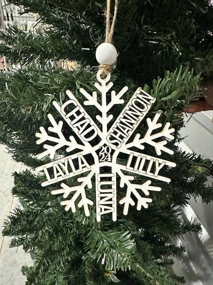 Snowflake Ornament, Personalized Snowflake, Snowflake Laser Cut, Christmas Ornament, White Snowflake