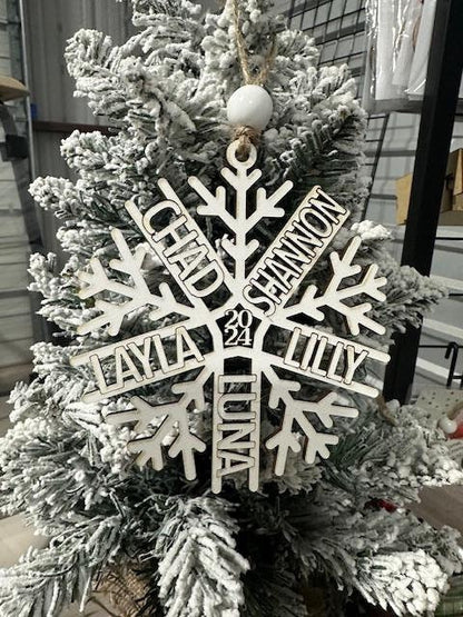 Snowflake Ornament, Personalized Snowflake, Snowflake Laser Cut, Christmas Ornament, White Snowflake