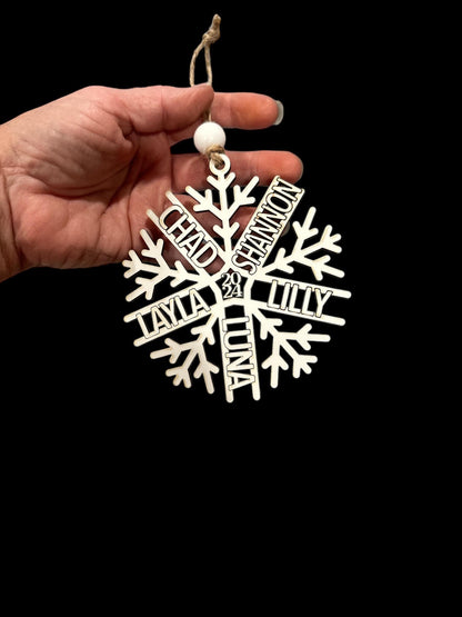 Snowflake Ornament, Personalized Snowflake, Snowflake Laser Cut, Christmas Ornament, White Snowflake