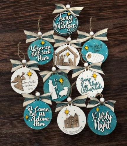 Nativity ornaments Vol 1, wooden, nativity-themed, ornaments, Christmas religious décor, handmade, religious ornaments, Jesus, religion