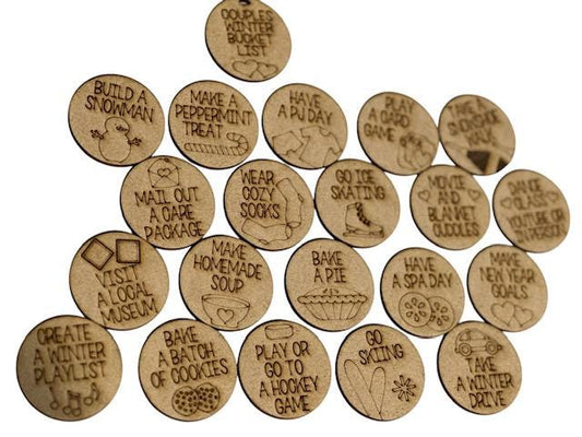 Couple Winter Bucket List Tokens, Couples Holiday Tokens, Fun Holiday Tokens, Token Set, Adult Holiday Bucket List, Christmas Countdown