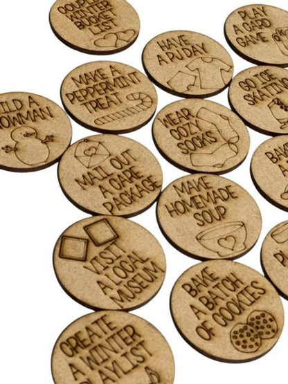 Couple Winter Bucket List Tokens, Couples Holiday Tokens, Fun Holiday Tokens, Token Set, Adult Holiday Bucket List, Christmas Countdown