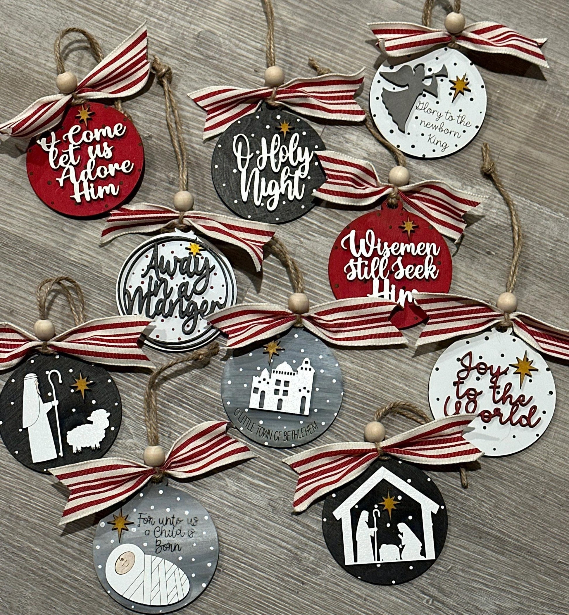 Nativity ornaments Vol 1, wooden, nativity-themed, ornaments, Christmas religious décor, handmade, religious ornaments, Jesus, religion